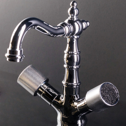 Смеситель для умывальника, высокий ROYAL CRYSTAL black, хром_Комплект