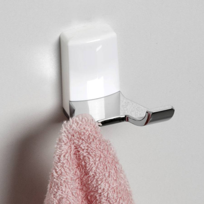 Крючок двойной Leine, 6,7х6х6,5 см, хром и белый, K-5023DWHITE