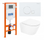 BB8001CHR/SC/BB002-80/BB014-SR-BIANCO Унитаз подвесной с сиденьем BelBagno TRE + Система инсталляции для унитазов с кнопкой смыва BB014-SR-BIANCO Исполнение: Белый 