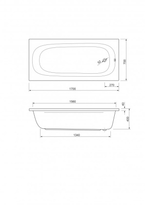 Акриловая ванна CEZARES PIAVE-160-70-42-W37
