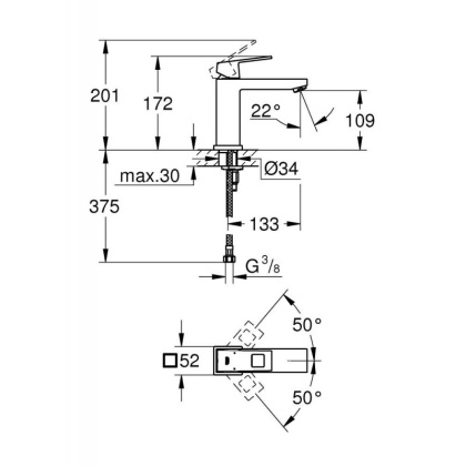 Смеситель для раковины Grohe Eurocube 23446000 хром Смеситель для раковины Grohe Eurocube 23446000 хром