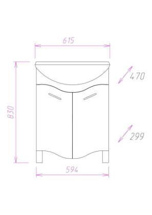 Тумба Onika Лайн 60 напольная, белая (ум. Уют 60)