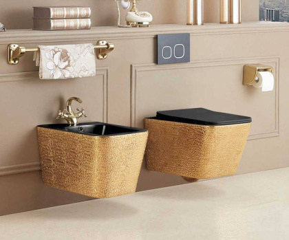 Подвесное биде Q-Line VB1-12G1B, цвет золото/черный Подвесное биде Q-Line VB1-12G1B, цвет золото/черный