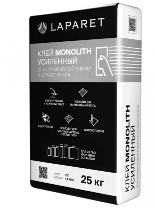 Плиточный клей Laparet Monolith Усиленный 25 кг, шт Плиточный клей Laparet Monolith Усиленный 25 кг, шт