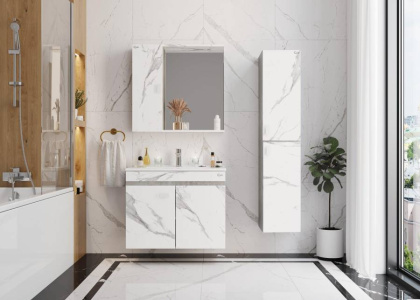 Тумба Onika Марбл 75 подвесная, мрамор/камень бетонный (ум. Оскар 75)