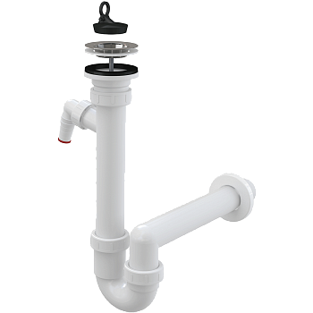 Сифон трубчатый с нержавеющей peшeткой DN70 и штуцером