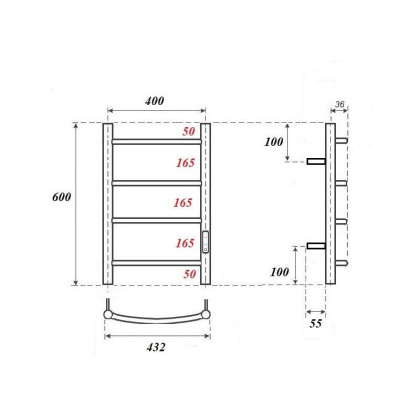 Полотенцесушитель электрический Point Афина PN04846W П4 400x600 диммер справа, белый Полотенцесушитель электрический Point Афина PN04846W П4 400x600 диммер справа, белый