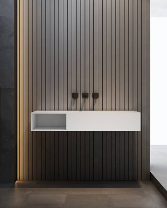 Тумба с раковиной ABBER Stein AS2640-1.0 L подвесная, белая матовая