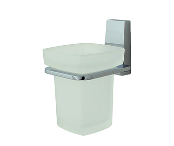 Подстаканник одинарный, 7,8х13х10,5 см, хром и белый, K-6028