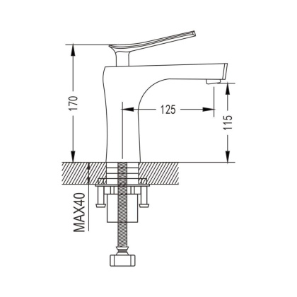 Смеситель для раковины латунь, хром S9601