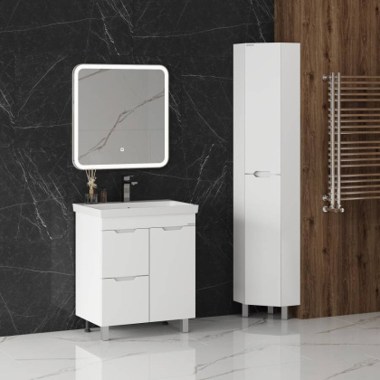 Тумба Onika Айленд 70 напольная, белая, с корзиной (ум. Адриана 70)