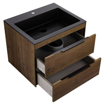 База под раковину Chiara 2D 600 подвесная, 2 выкатных ящика soft-close, T.Oak