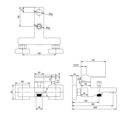 Смеситель для ванны OMNIRES SLIDE SL7730CR (хром)