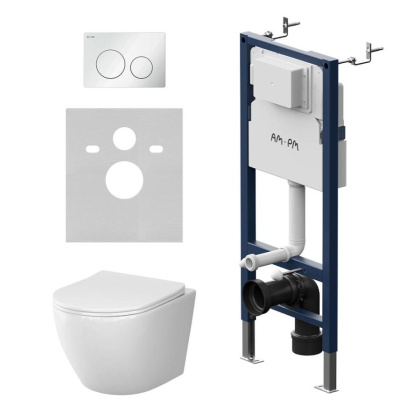 IS90101.801900 Инсталляция PrimeFit с клавишей L белый глянец с подвесным унитазом Like Aquaspin с сид м/лиф