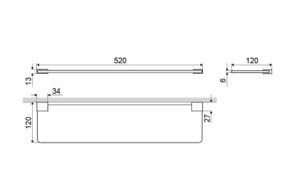 Полка стеклянная EXCELLENT 52 см Riko (хром)