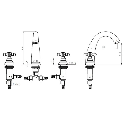 Смеситель для раковины на 3 отверстия_Комплект