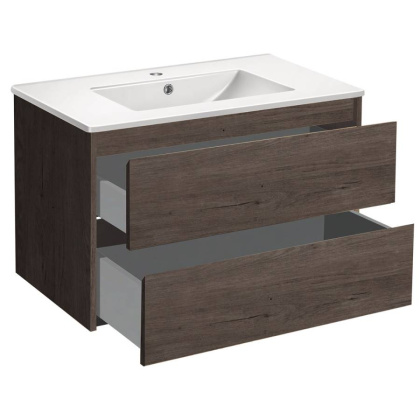 База под раковину Gio 800 подвесная, 2 выкатных ящика soft-close, R.Oak