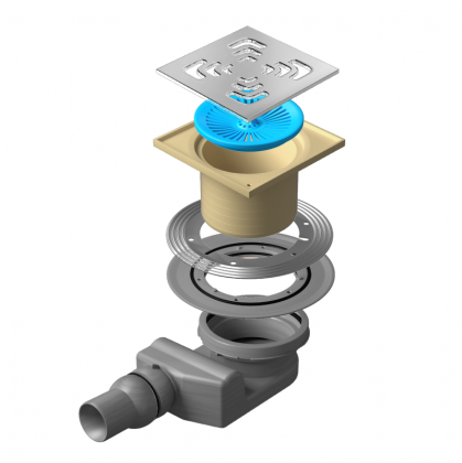 13000005 Точечный трап 150х150 мм Confluo Standard Square1, металл с перфорацией Square, без рамки Исполнение: Хром 