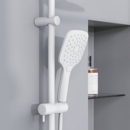 931000200 Eclipse, душ. система: верхний душ 220мм, ручн.душ 3 ф-ии 120 мм, штанга 1010 мм, Белый