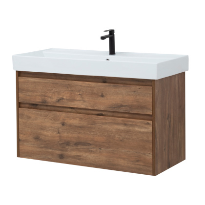 Тумба под раковину Aquanet Nova Lite 100 (SLIM SYNERGY) дуб рустикальный, 2 ящика