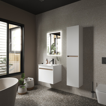 Тумба подвесная SANCOS Smart 590х450х500, c двумя ящиками оснащенными доводчиками, белый глянец , арт. SM60W