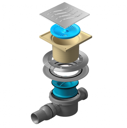 13000004 Точечный трап 150х150 мм Confluo Standard Tide 4 , металл с перфорацией Tide (Волна), без рамки Исполнение: Хром 