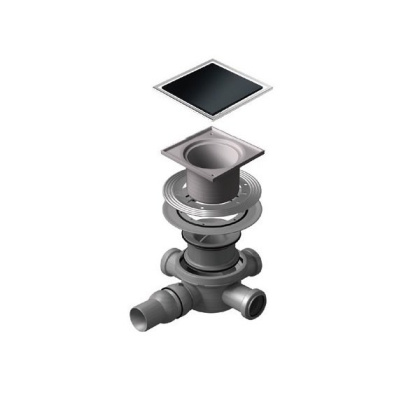 13000097 Точечный трап 150х150 мм Confluo Standard Vertical Black Glass, чёрное стекло, с рамкой Исполнение: Хром 