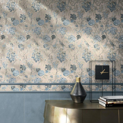 Бордюр VT\B491\11037R Жардим Синий/Голубой/Бежевый (30см*7,2см*9мм) (20шт/0,432м2) Флора 2, шт