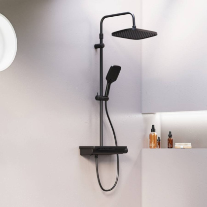 953760300 Gala душевая система с ванно  душевым ТМС смесителемполкой, чёрный 953760300 Gala душевая система с ванно  душевым ТМС смесителемполкой, чёрный