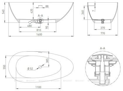 Ванна из искусственного камня PAOLA BASSA 160,101611G