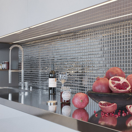 Керамическая мозаика, Silver Glossy 25х25, Metal