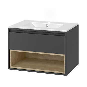 Тумба под раковину EXCELLENT Tuto 70 см (серый/дуб), 1 ящик