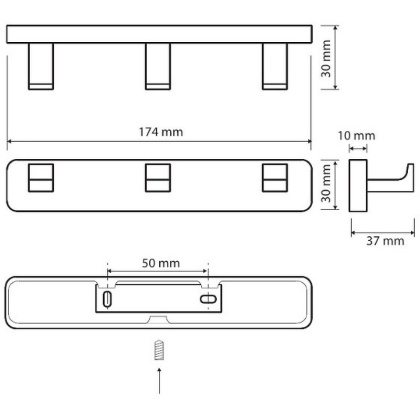 Вешалка для полотенец Bemeta Via 135006242 Хром,  с 3 крючками