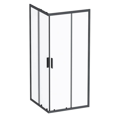 W93G-403-090BT Душевое ограждение Gem S Square Slide 90x90 стекло прозрачное, профиль Черный матовый