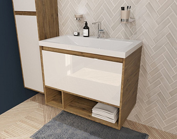 Тумба подвесная под умывальник Monaсo Wood 800х480 1 ящик (ШхГхВ) 798х476х607