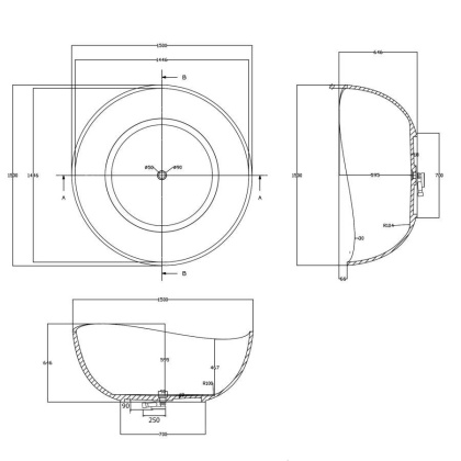 Прозрачная ванна ABBER Kristall AT9705Aquamarin бирюзовая