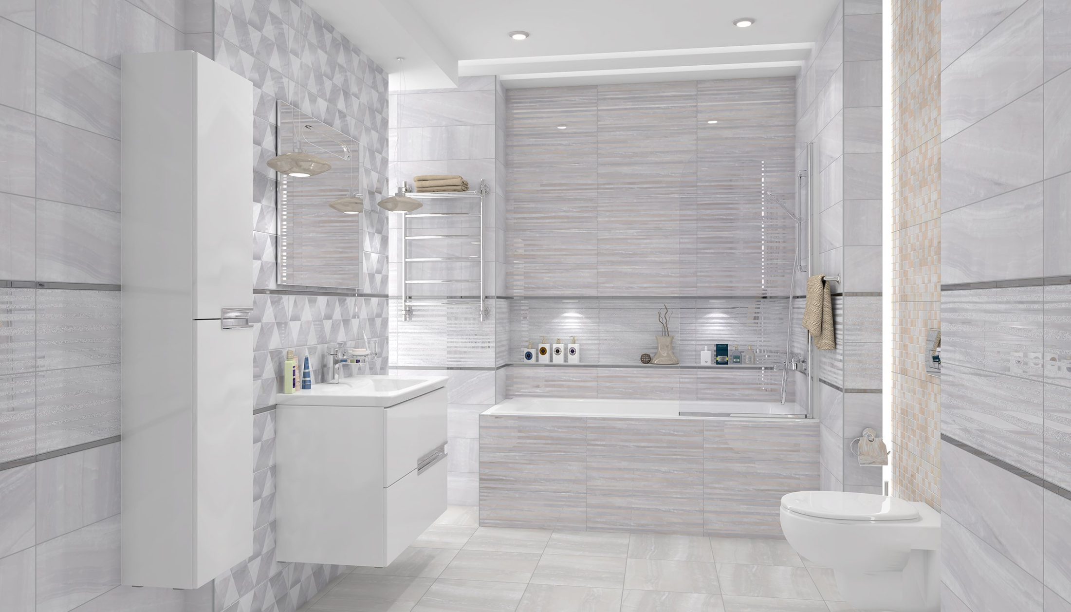 Плитка настенная 17-00-00-1185 Diadema белый 20*60 (10шт/1,2м2),м2