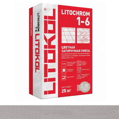 Затирка цементная LITOCHROM 3-15 C.30 жемчужно-серый
