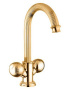 OLIMP-LS2-03/24-M Смеситель на раковину с донным клапаном, золото, ручки золото