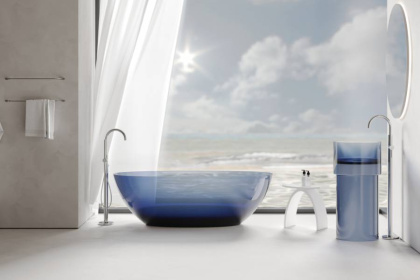 Прозрачная ванна ABBER Kristall AT9701Saphir синяя