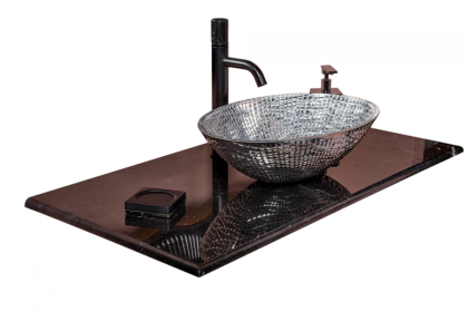 Столешница мрамор 101см Nero Marquina для раковин хрусталь, LV204