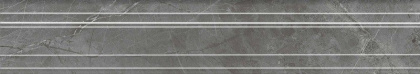 Бордюр Багет Риальто серый тёмный глянцевый обрезной 40x7,3x2,7