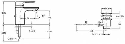 Смеситель Jacob Delafon Aleo+ E72312-CP для раковины, шт Смеситель Jacob Delafon Aleo+ E72312-CP для раковины, шт