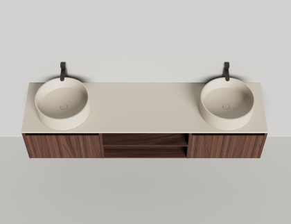 Подвесная тумба Domino 2000, шпон, для двух раковин, гладкий фасад Подвесная тумба Domino 2000, шпон, для двух раковин, гладкий фасад