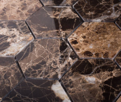 Мозаика, нат. мрамор, HEXAGON DARK EMPERADOR POLISHED, Hex Мозаика, нат. мрамор, HEXAGON DARK EMPERADOR POLISHED, Hex