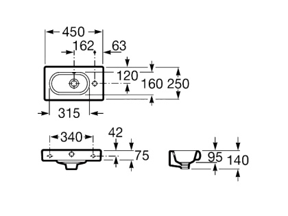 Раковина Roca Meridian 45 см, 327248000 белая