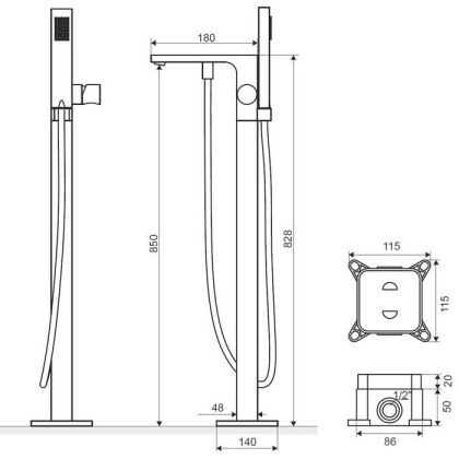 Смеситель для ванны отдельностоящий EXCELLENT Krotos AREX.8055CR (хром)