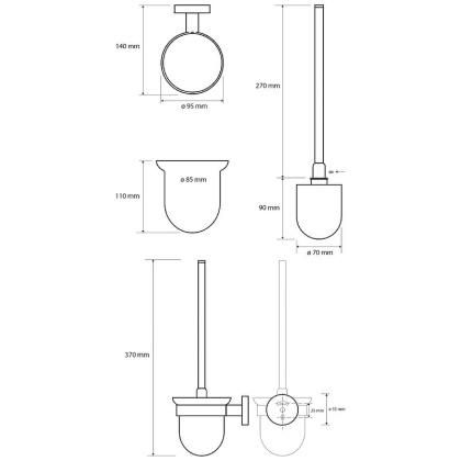 Ёршик подвесной (стекло), щётка черная