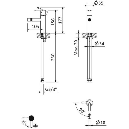 LEAF-BSM-01-W0 Смеситель для биде однорычажный, без донного клапана, исполнение хром