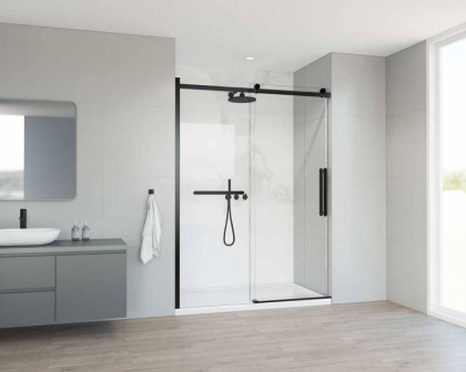 Душевая дверь Como Soft VDS-1CS150CLB, 1500, черный, стекло прозрачное